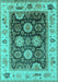 Machine Washable Oriental Turquoise Traditional Area Rugs, wshurb1411turq