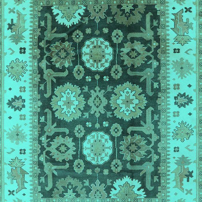 Machine Washable Oriental Turquoise Traditional Area Rugs, wshurb1411turq