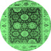 Round Oriental Emerald Green Traditional Rug, urb1411emgrn