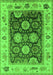 Machine Washable Oriental Green Traditional Area Rugs, wshurb1411grn