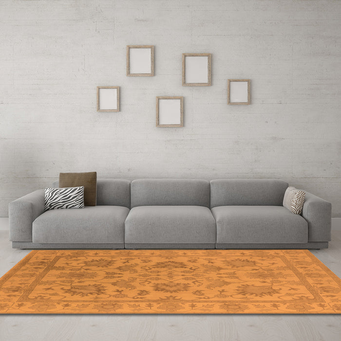 Machine Washable Oriental Orange Industrial Area Rugs in a Living Room, wshurb1412org