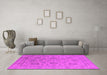 Machine Washable Oriental Pink Industrial Rug in a Living Room, wshurb1412pnk