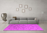 Machine Washable Oriental Pink Industrial Rug, wshurb1412pnk