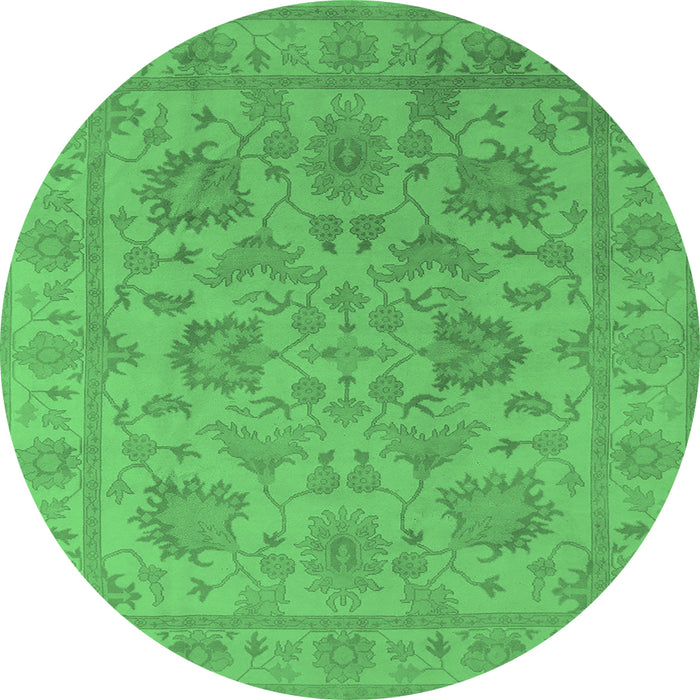 Round Oriental Emerald Green Industrial Rug, urb1412emgrn