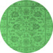 Round Oriental Emerald Green Industrial Rug, urb1412emgrn