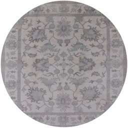 Round Mid-Century Modern Dark Gray Oriental Rug, urb1412