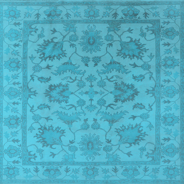 Square Machine Washable Oriental Light Blue Industrial Rug, wshurb1412lblu