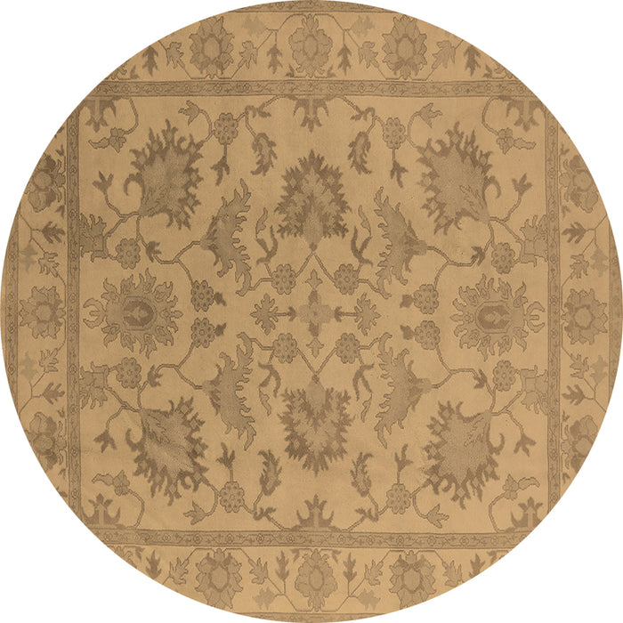 Round Oriental Brown Industrial Rug, urb1412brn