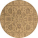 Round Oriental Brown Industrial Rug, urb1412brn