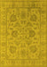 Machine Washable Oriental Yellow Industrial Rug, wshurb1412yw