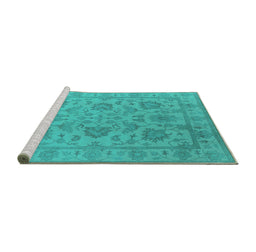 Sideview of Machine Washable Oriental Turquoise Industrial Area Rugs, wshurb1412turq