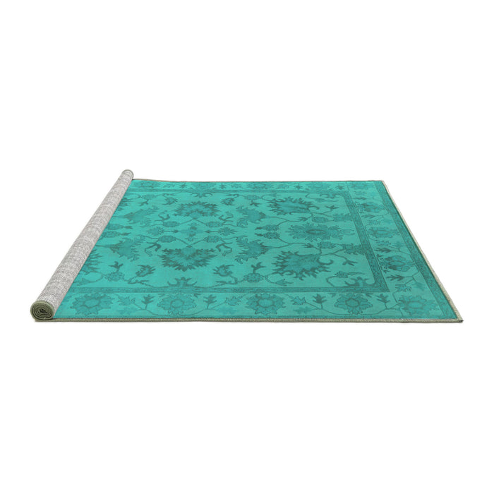 Sideview of Machine Washable Oriental Turquoise Industrial Area Rugs, wshurb1412turq