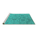 Sideview of Machine Washable Oriental Turquoise Industrial Area Rugs, wshurb1412turq