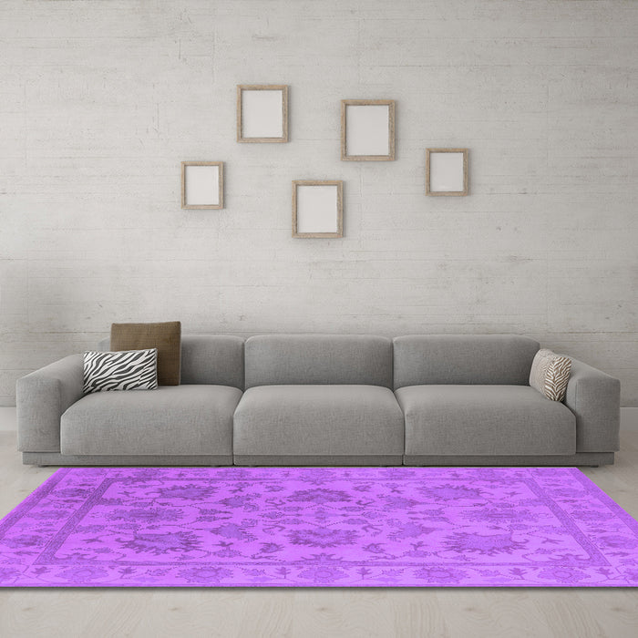 Machine Washable Oriental Purple Industrial Area Rugs in a Living Room, wshurb1412pur
