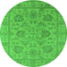 Round Oriental Green Industrial Rug, urb1412grn