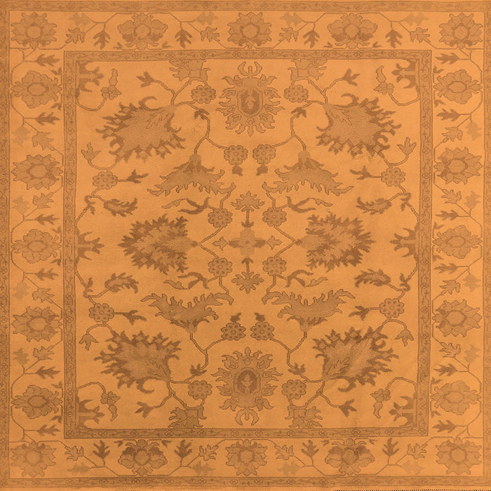 Square Machine Washable Oriental Orange Industrial Area Rugs, wshurb1412org