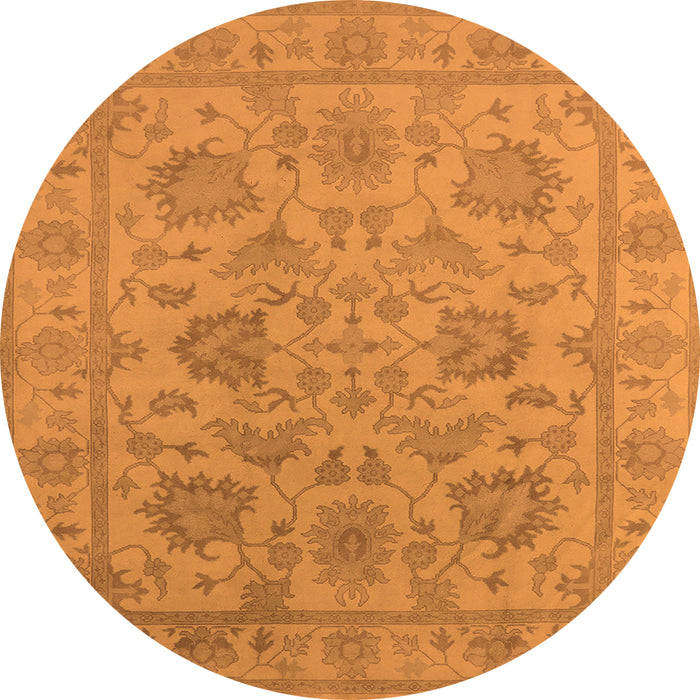 Round Machine Washable Oriental Orange Industrial Area Rugs, wshurb1412org