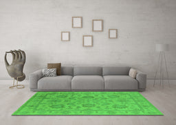 Machine Washable Oriental Green Industrial Area Rugs in a Living Room,, wshurb1412grn