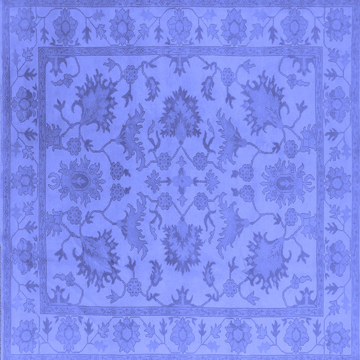 Square Machine Washable Oriental Blue Industrial Rug, wshurb1412blu
