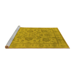 Sideview of Machine Washable Oriental Yellow Industrial Rug, wshurb1412yw