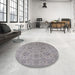 Round Machine Washable Industrial Modern Dark Gray Rug in a Office, wshurb1412