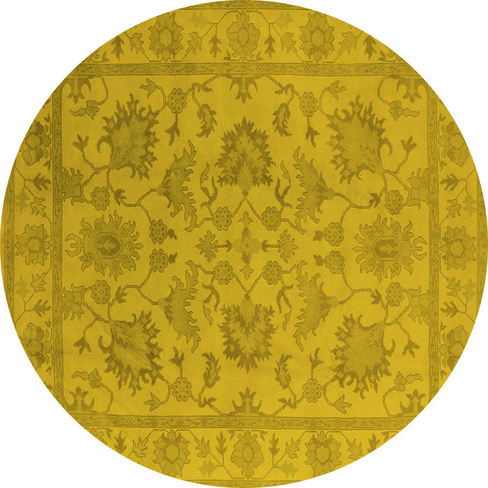 Round Oriental Yellow Industrial Rug, urb1412yw