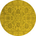 Round Oriental Yellow Industrial Rug, urb1412yw