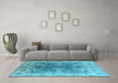 Machine Washable Oriental Light Blue Traditional Rug in a Living Room, wshurb1413lblu