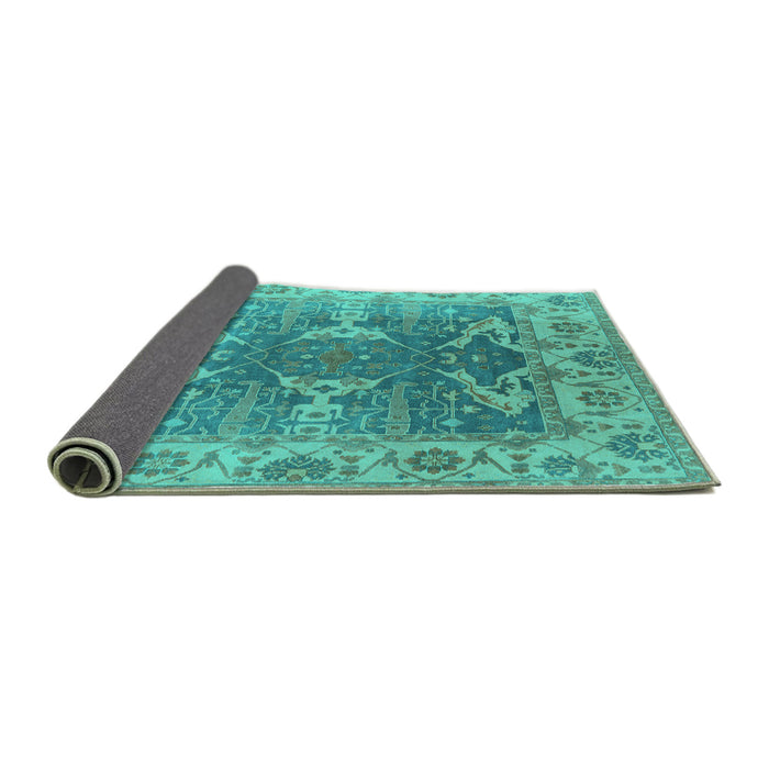 Sideview of Oriental Turquoise Traditional Rug, urb1413turq