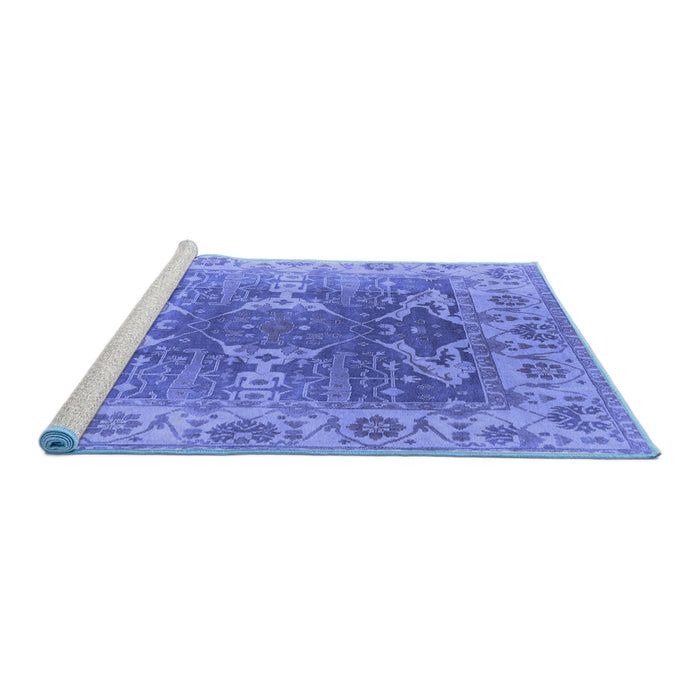 Sideview of Machine Washable Oriental Blue Traditional Rug, wshurb1413blu