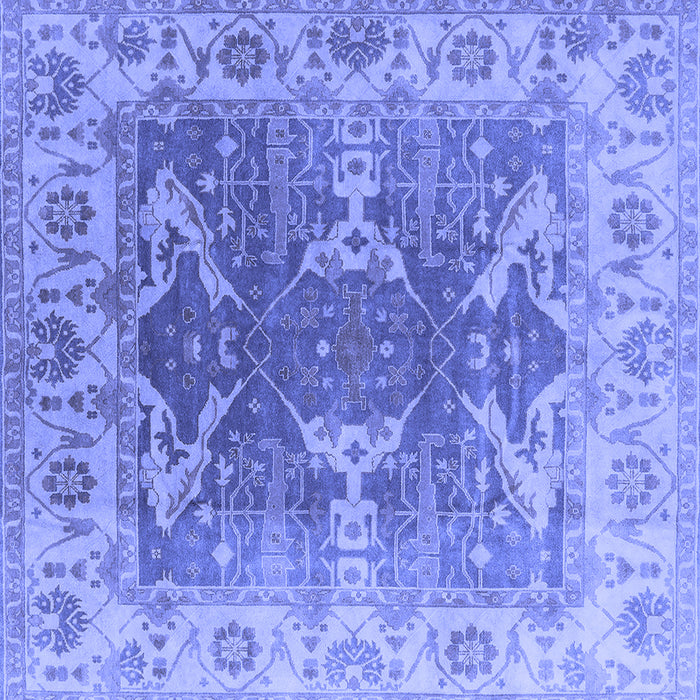 Square Machine Washable Oriental Blue Traditional Rug, wshurb1413blu