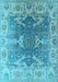 Machine Washable Oriental Light Blue Traditional Rug, wshurb1413lblu