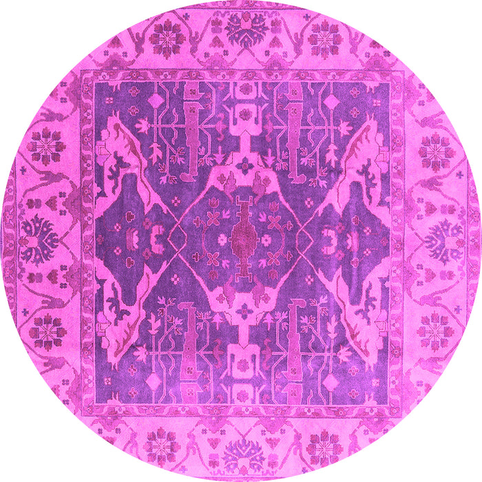 Round Oriental Pink Traditional Rug, urb1413pnk