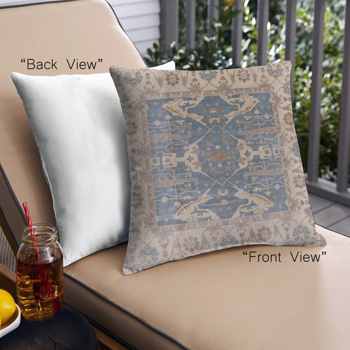 Front View of Mid-Century Modern Urban Square Tan Brown Throw Pillow, 18 inch by 18 inch, pwurb1413