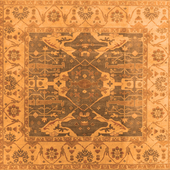 Square Machine Washable Oriental Orange Traditional Area Rugs, wshurb1413org