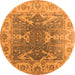 Round Oriental Orange Traditional Rug, urb1413org