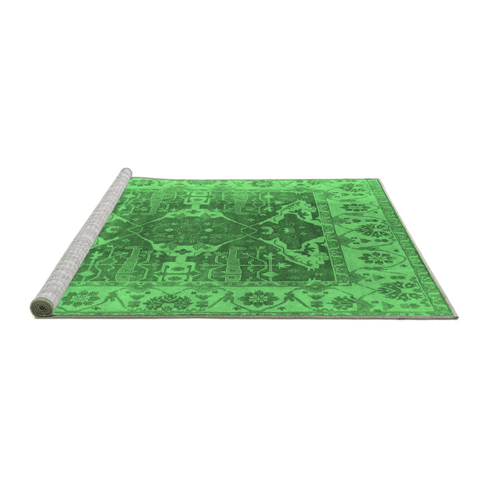 Sideview of Machine Washable Oriental Emerald Green Traditional Area Rugs, wshurb1413emgrn