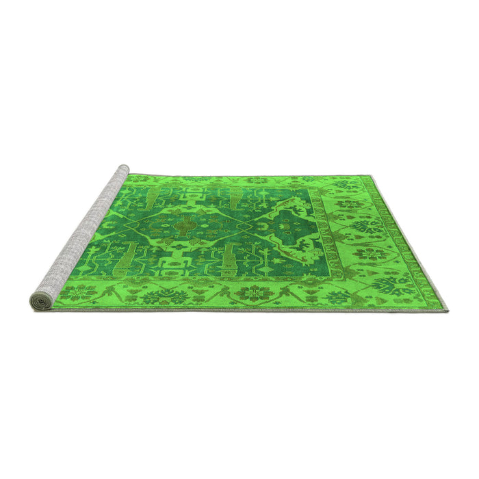 Sideview of Machine Washable Oriental Green Traditional Area Rugs, wshurb1413grn