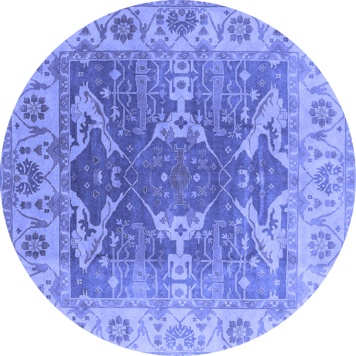 Round Oriental Blue Traditional Rug, urb1413blu