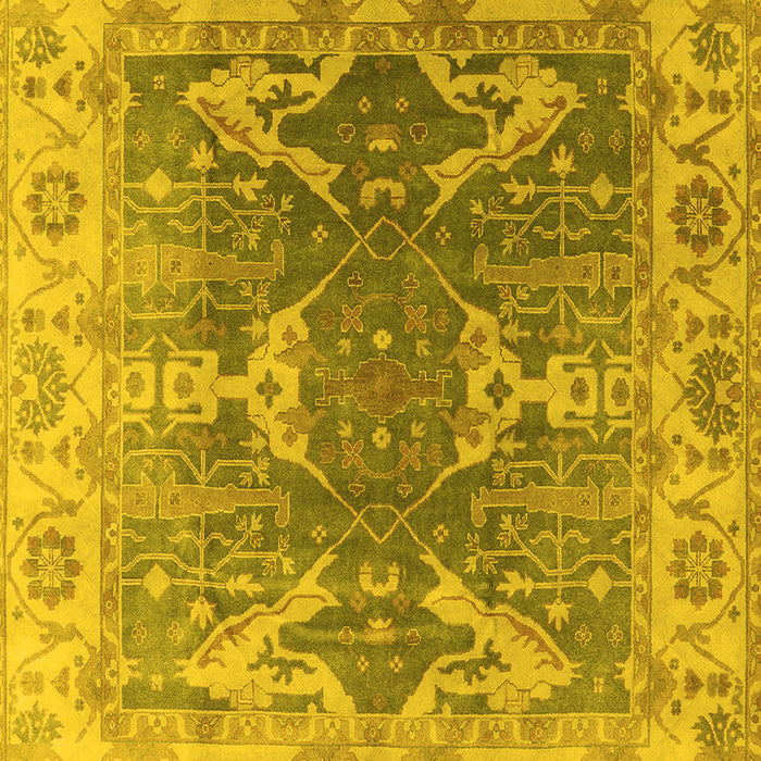 Machine Washable Oriental Yellow Traditional Rug, wshurb1413yw