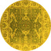 Round Oriental Yellow Traditional Rug, urb1413yw