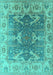 Machine Washable Oriental Turquoise Traditional Area Rugs, wshurb1413turq