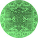 Round Oriental Emerald Green Traditional Rug, urb1413emgrn