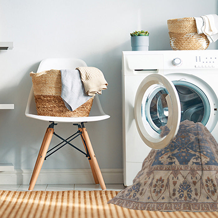 Machine Washable Industrial Modern Tan Brown Rug in a Washing Machine, wshurb1413