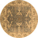 Round Oriental Brown Traditional Rug, urb1413brn
