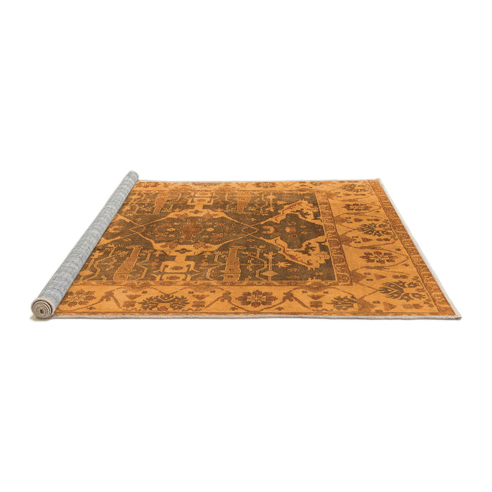 Sideview of Machine Washable Oriental Orange Traditional Area Rugs, wshurb1413org