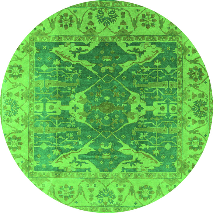 Round Oriental Green Traditional Rug, urb1413grn
