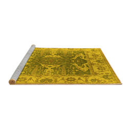 Sideview of Machine Washable Oriental Yellow Traditional Rug, wshurb1413yw