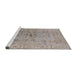 Sideview of Machine Washable Industrial Modern Silver Pink Rug, wshurb1414