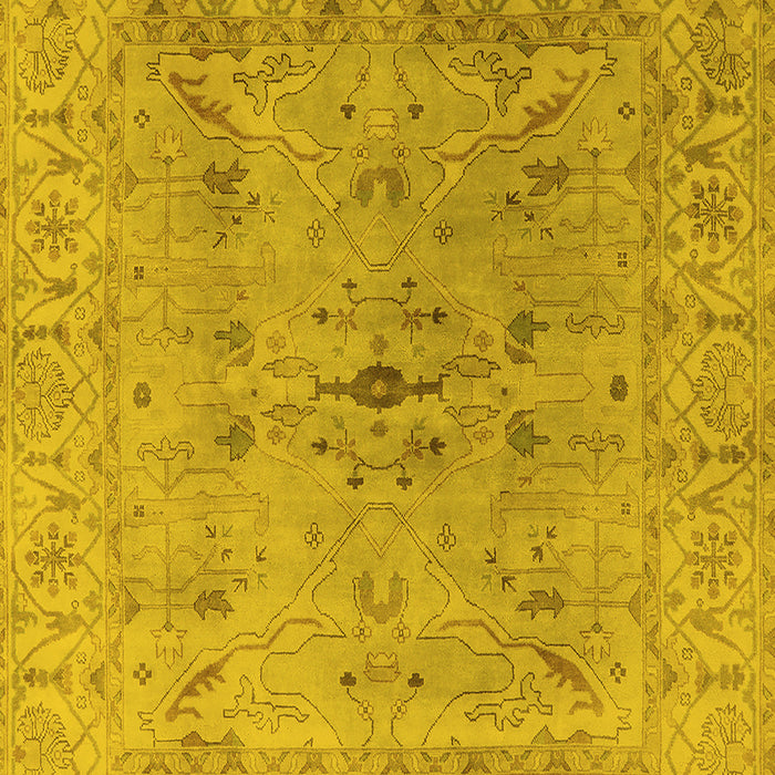 Machine Washable Oriental Yellow Traditional Rug, wshurb1414yw